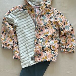 Tommy Bahama toddler 3T Floral Hooded Jacket with Striped Shirt and Pants Set